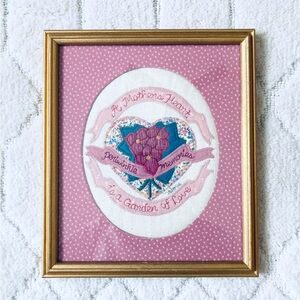 1980s Vintage Valerie Folk Art Applique A Mother’s Heart is a Garden of Love